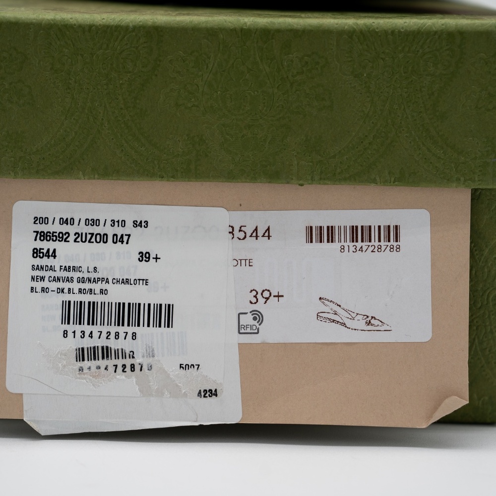 size 39.5G 9.5 US Gucci Horsebit Slingback Flat Pink GG Canvas - Picture 13 of 13